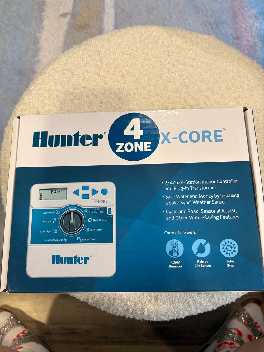 Brand New! Hunter 4-Zone X-Core Irrigation Controller in Blue and White